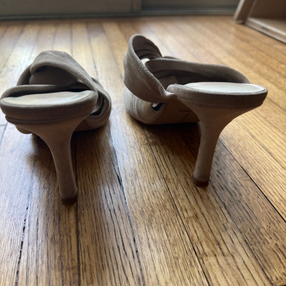 Dolce Vita Tan Suede Pointed Toe Twisted Knot Mules Stiletto Heels Womens Size 9 - Picture 5 of 7